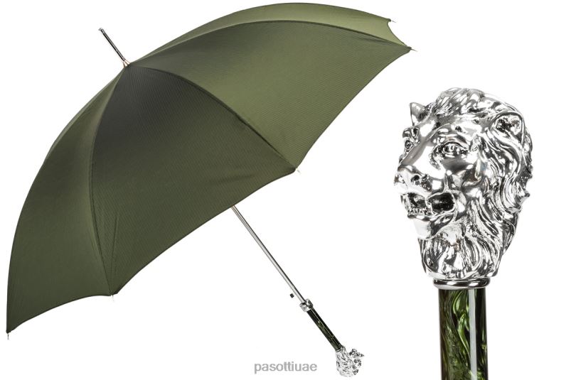 مظلة | 478 6768-6 w37pv - مظلة خضراء، مقبض أسد فضي PASOTTI Z446V79